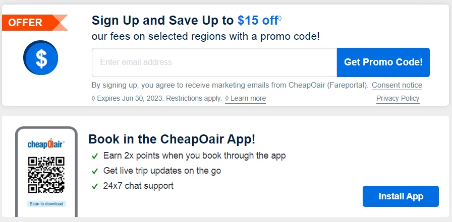 CheapOair.com プロモーションコード