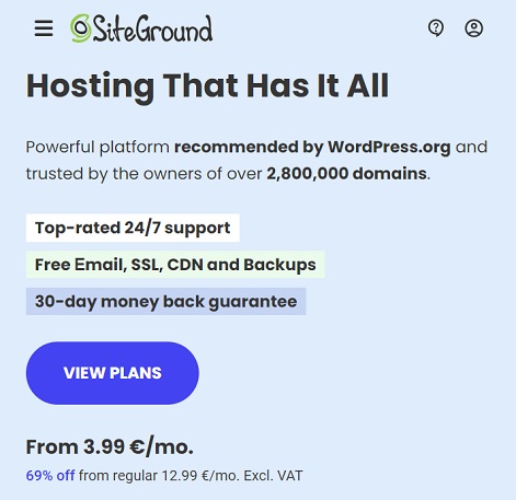 SiteGround.com プロモーションコード